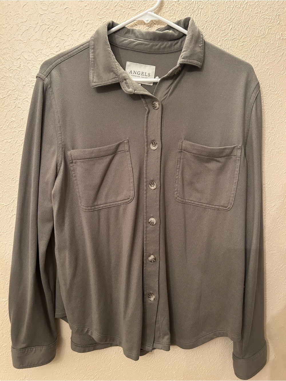 Sage Green Button-Front Shirt, Size M